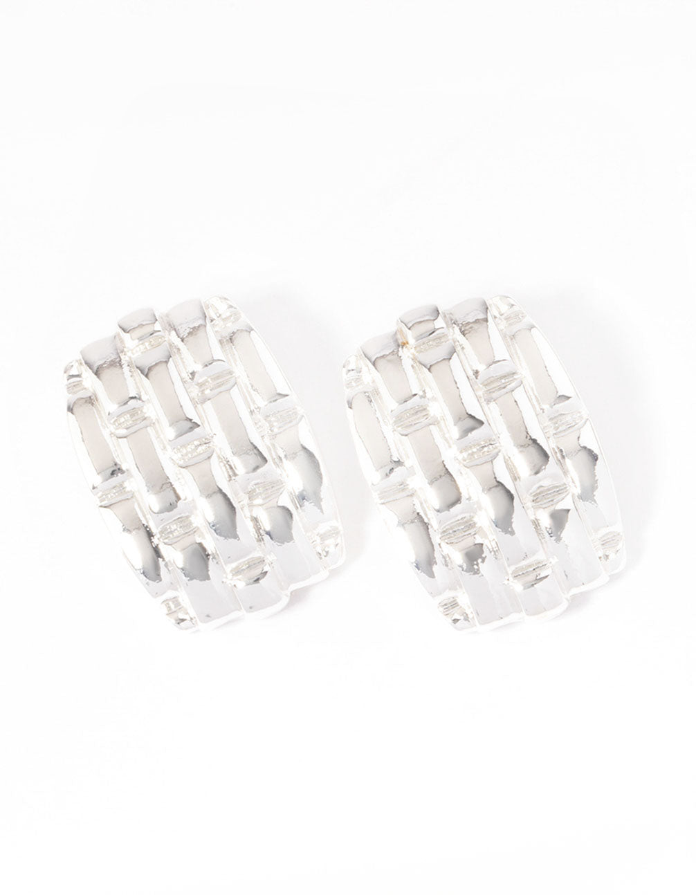 Silver Plated Statement Woven Stud Earrings