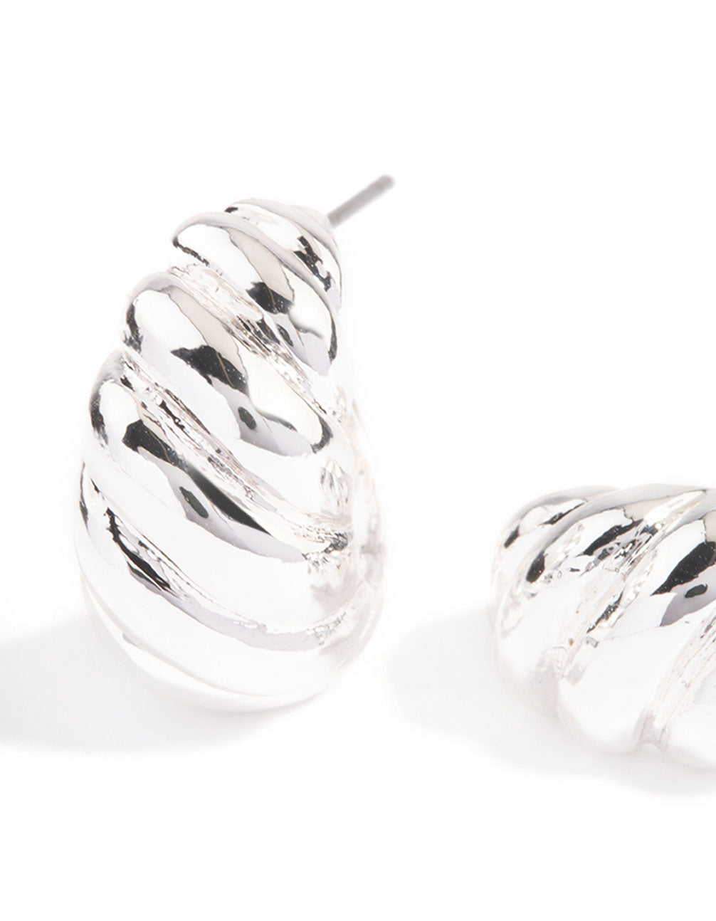 Silver Plated Twisted Wide Hoop Earrings