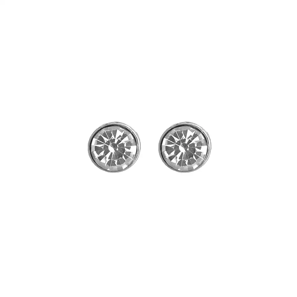 Silver Solitaire Stud Earrings