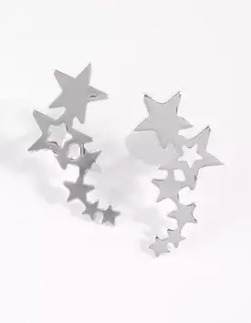 Silver Star Crawler Earrings