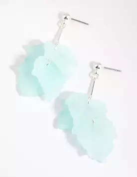 Silver Tassel Leaf Drop Earrings