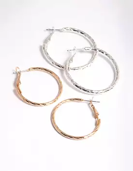 Simple Twist Hoop Earrings Pack