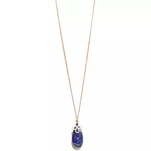 Sodalite Teardrop and Flower Charm Necklace