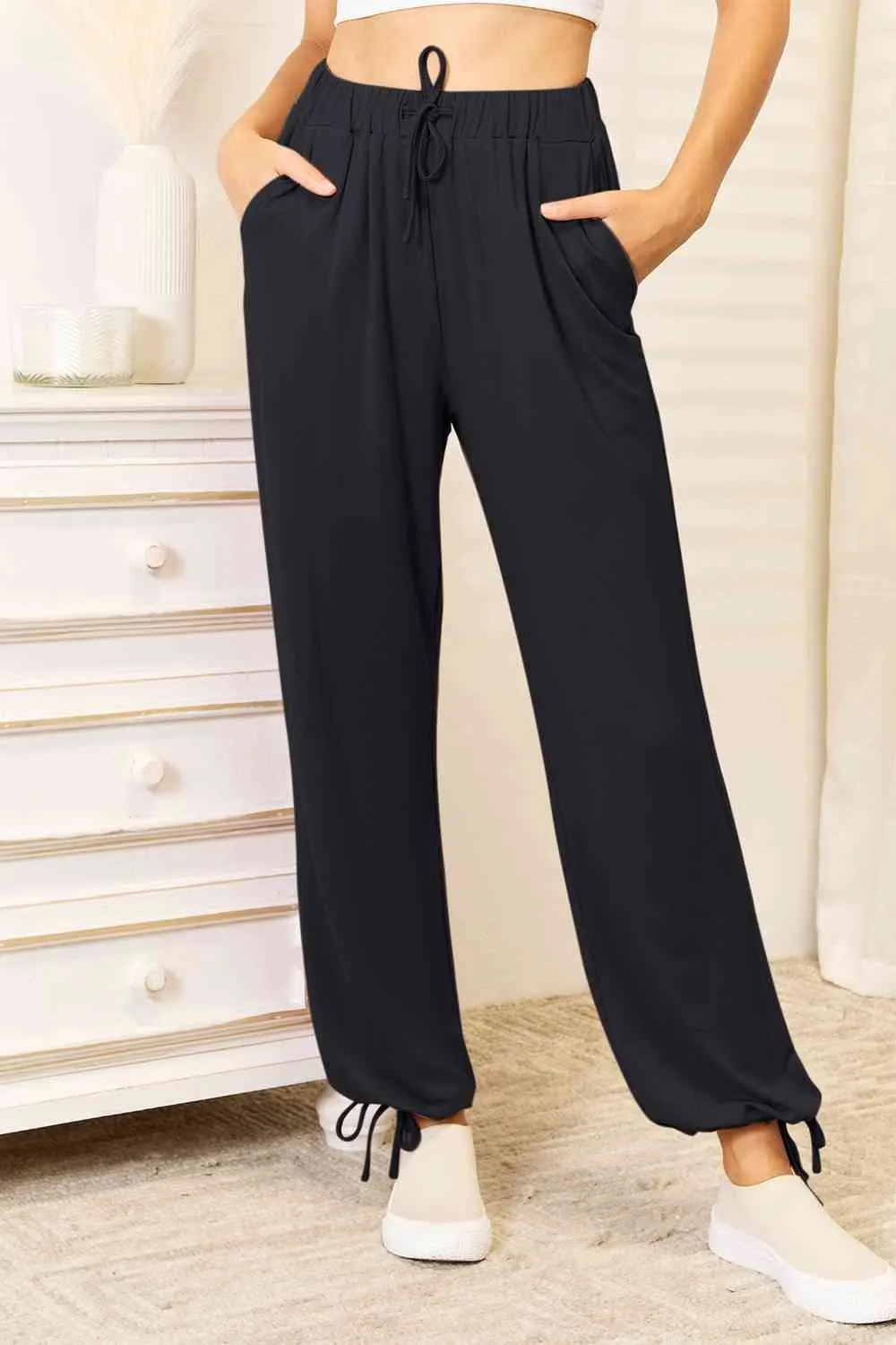 Soft Rayon Drawstring Waist Pants with Pockets (3 colors)