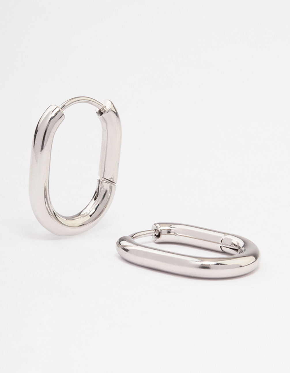 Stainless Steel Plain Oval Huggie Hoop Earrings