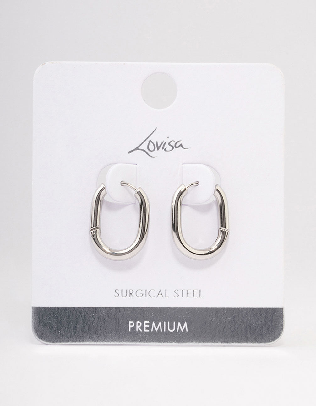 Stainless Steel Plain Oval Huggie Hoop Earrings