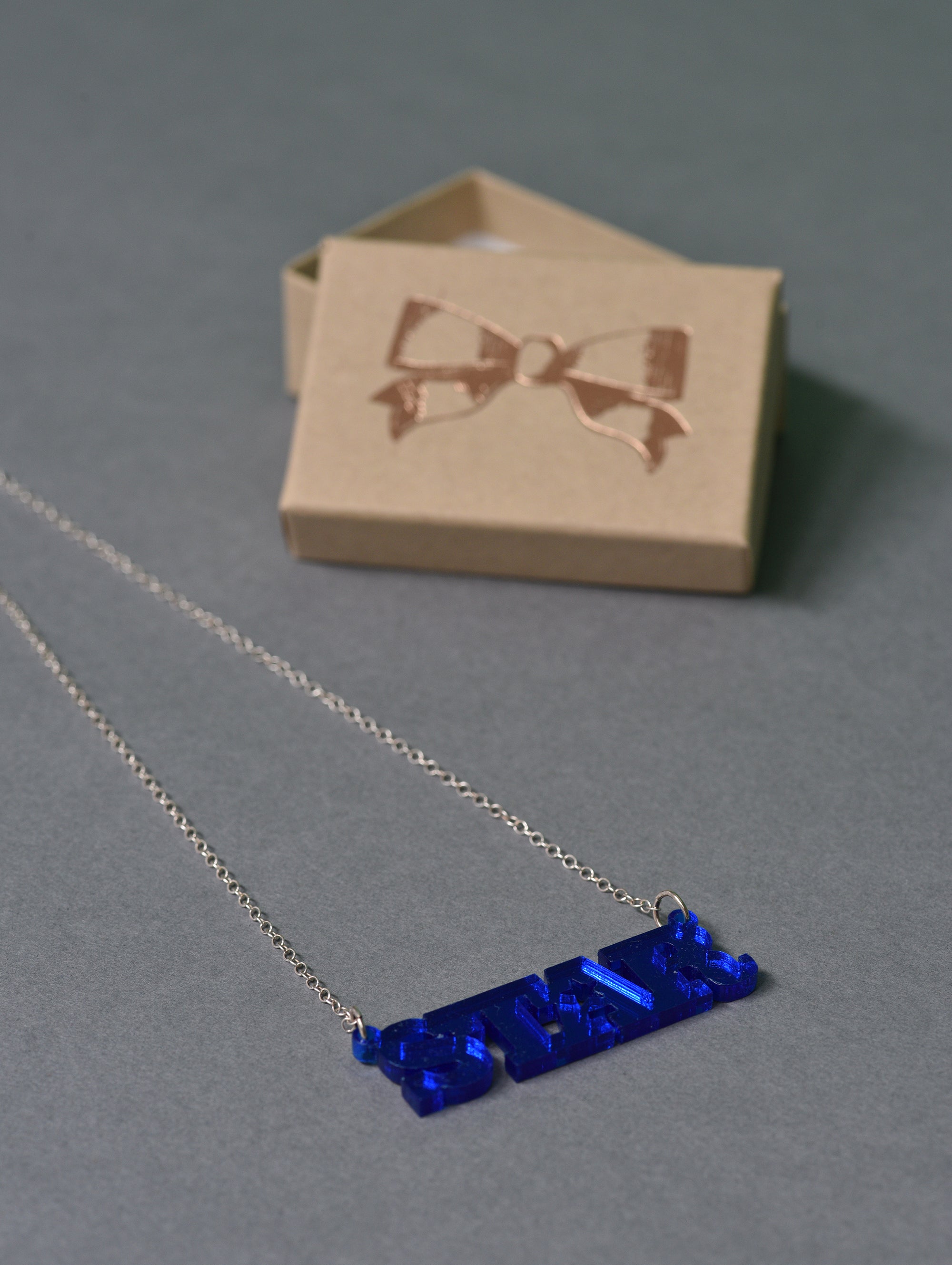 STAR ROYAL BLUE MIRROR NECKLACE