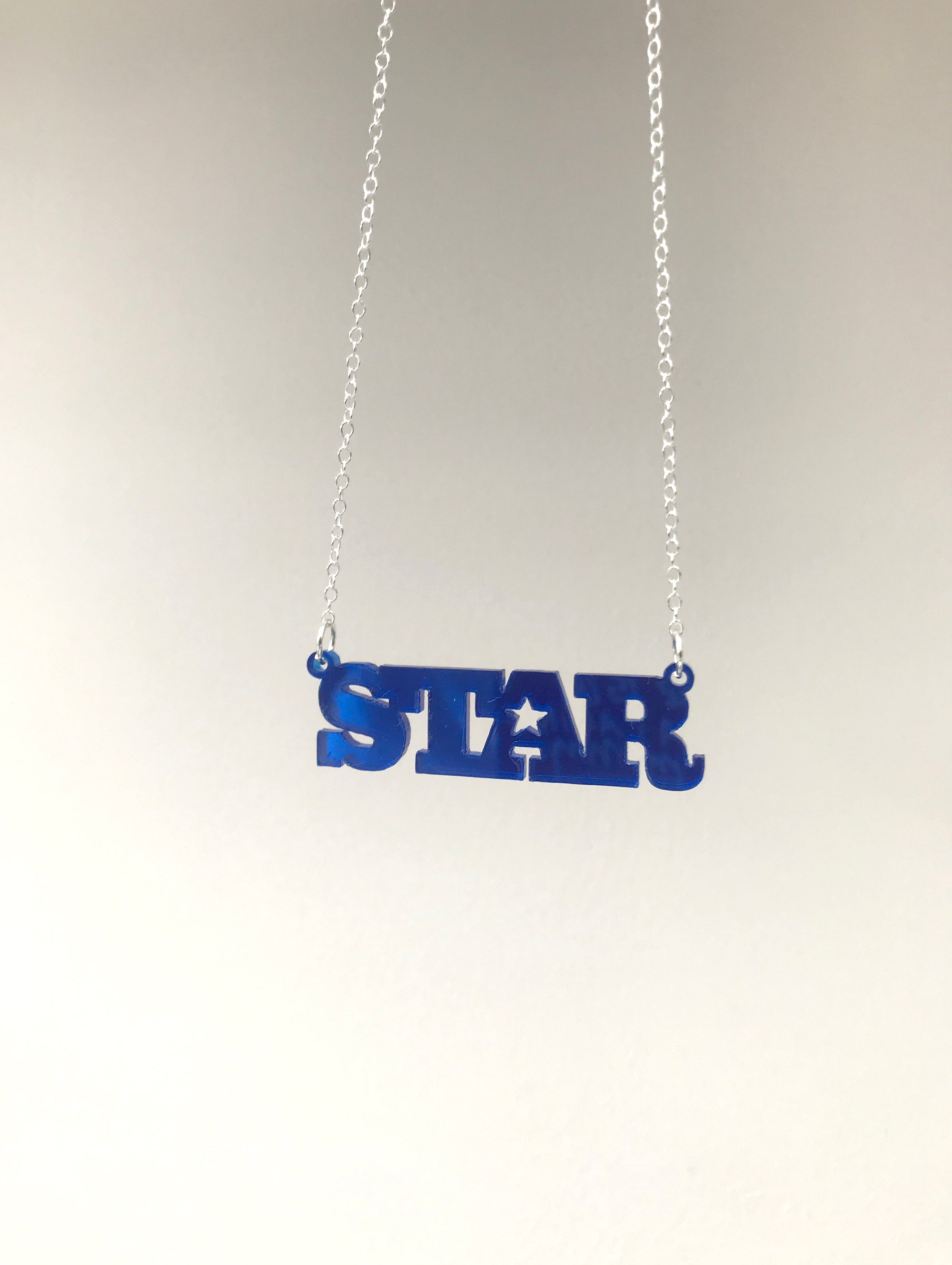 STAR ROYAL BLUE MIRROR NECKLACE