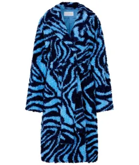 Stine Goya Blue Bellflower Faux Fur Belted Coat | Jules B