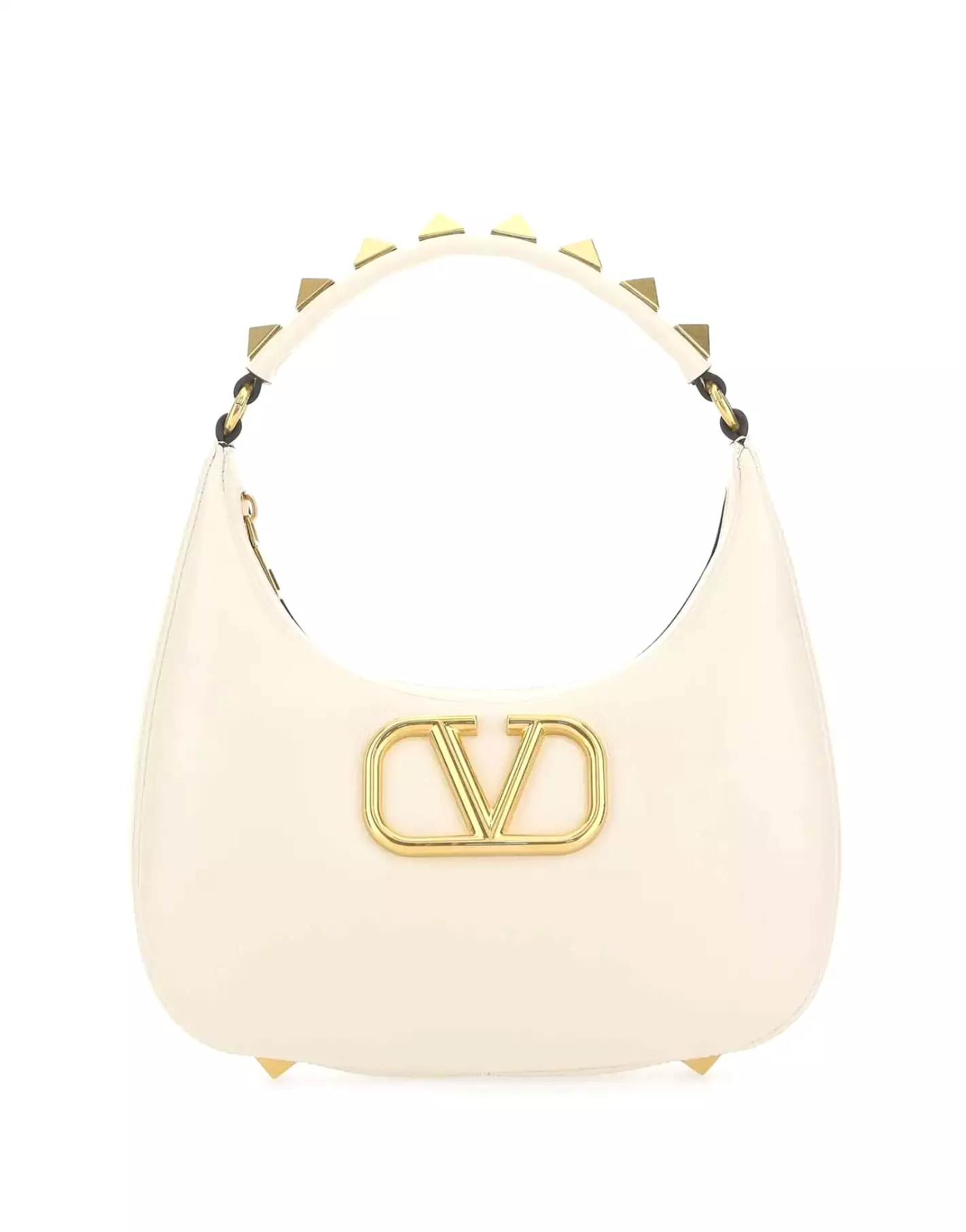 Studded Vlogo Hobo Bag, Ivory