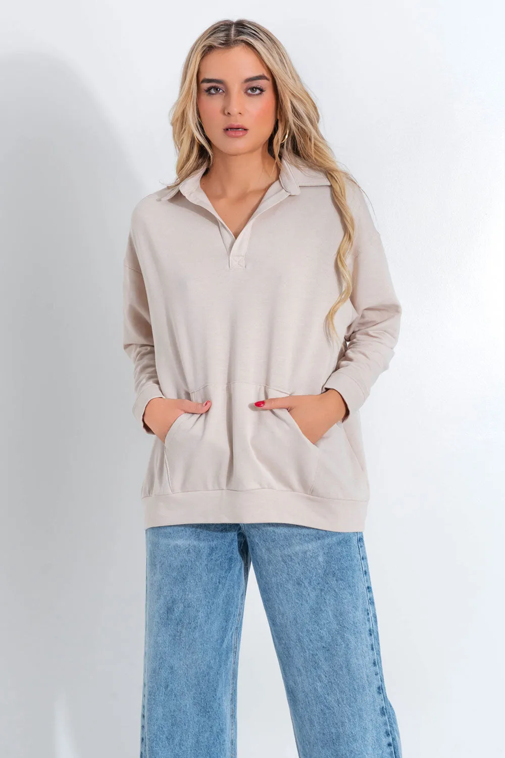 Sudadera de fit oversized con cuello sport