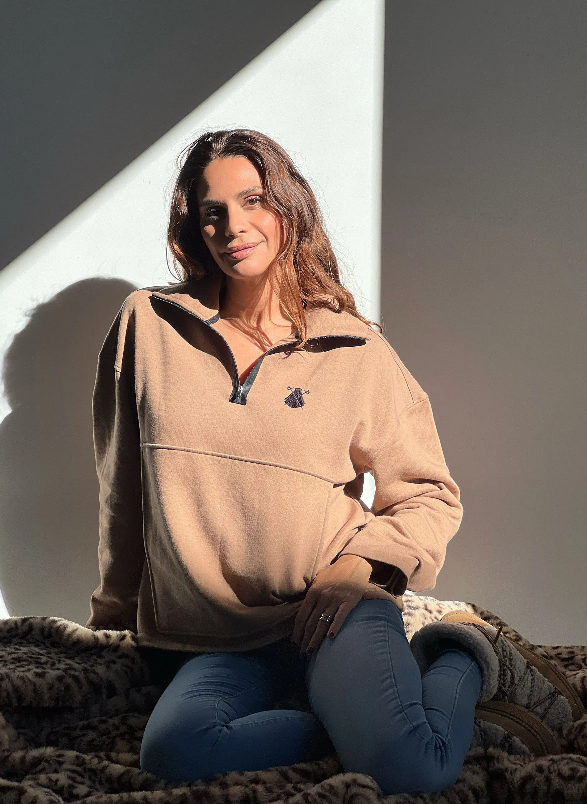 Sudadera Mujer Oversize Camel