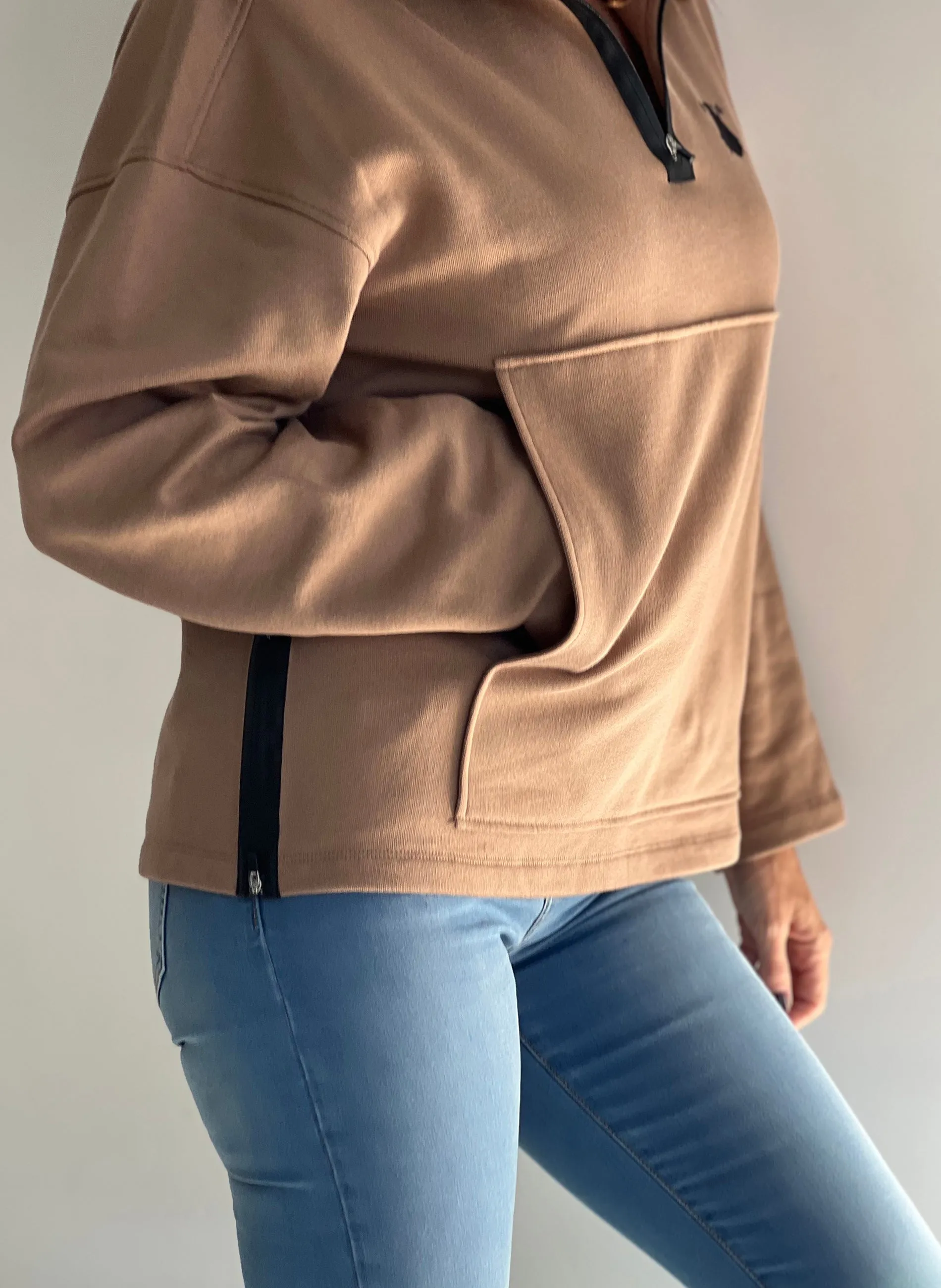 Sudadera Mujer Oversize Camel