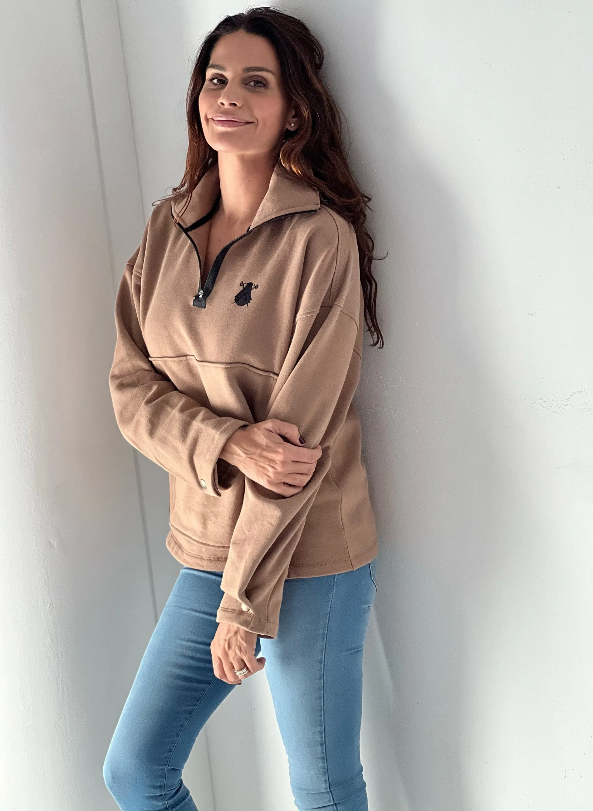 Sudadera Mujer Oversize Camel