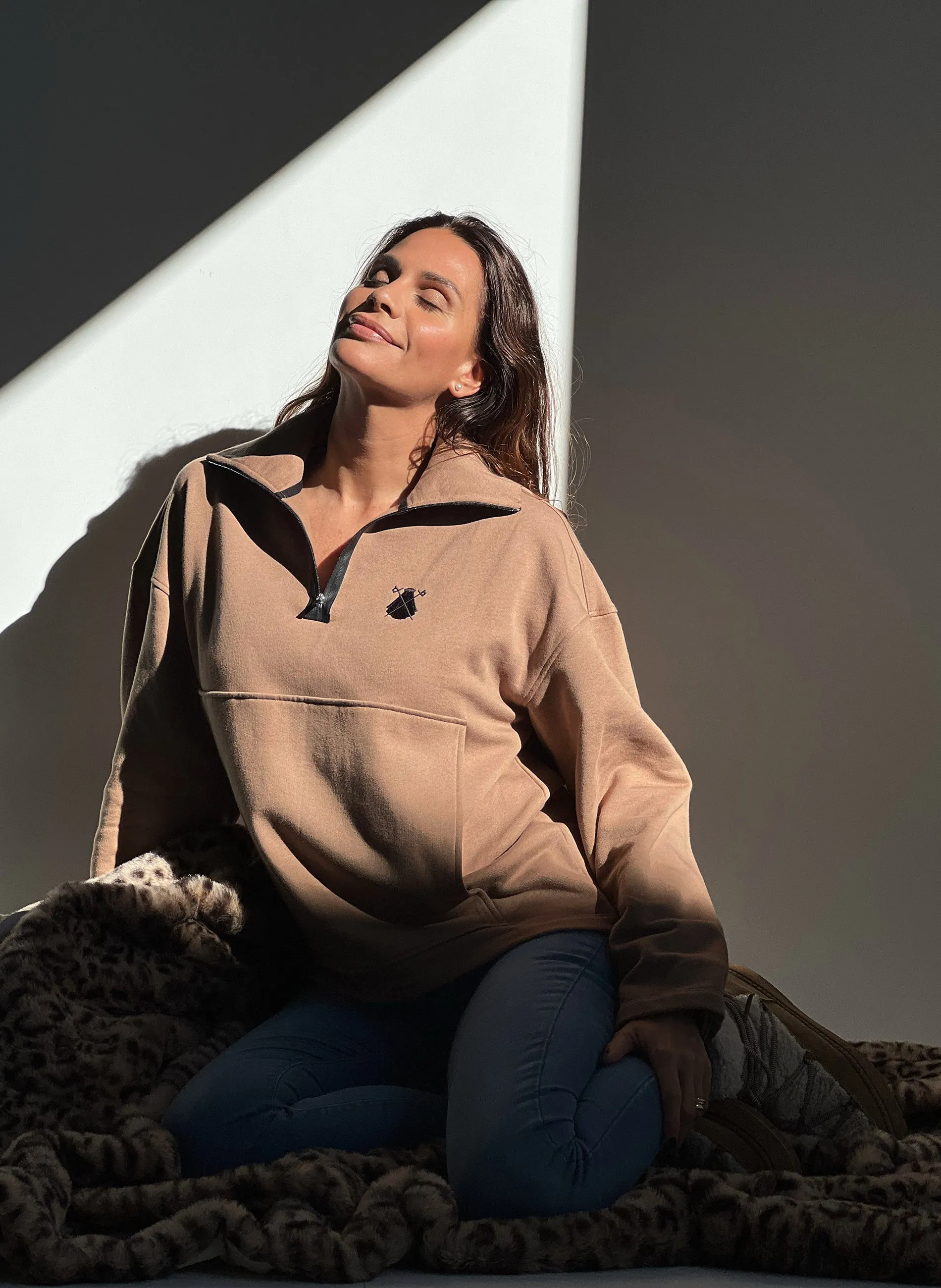 Sudadera Mujer Oversize Camel