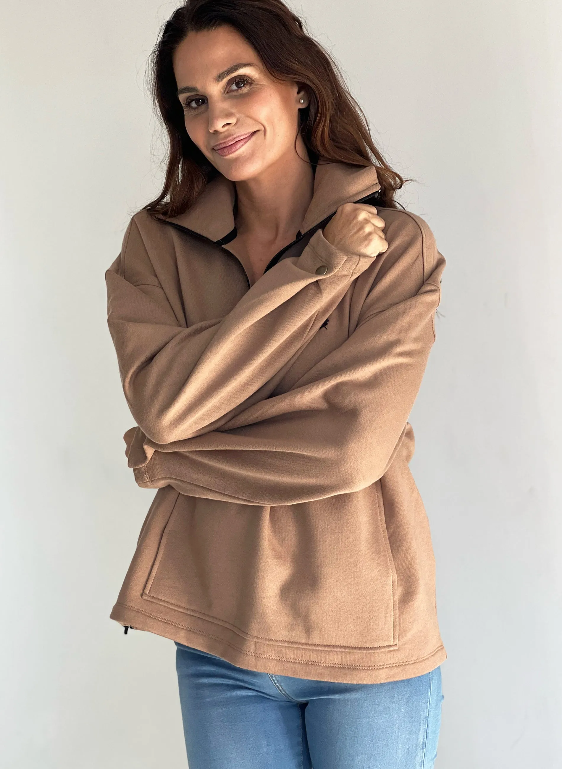 Sudadera Mujer Oversize Camel