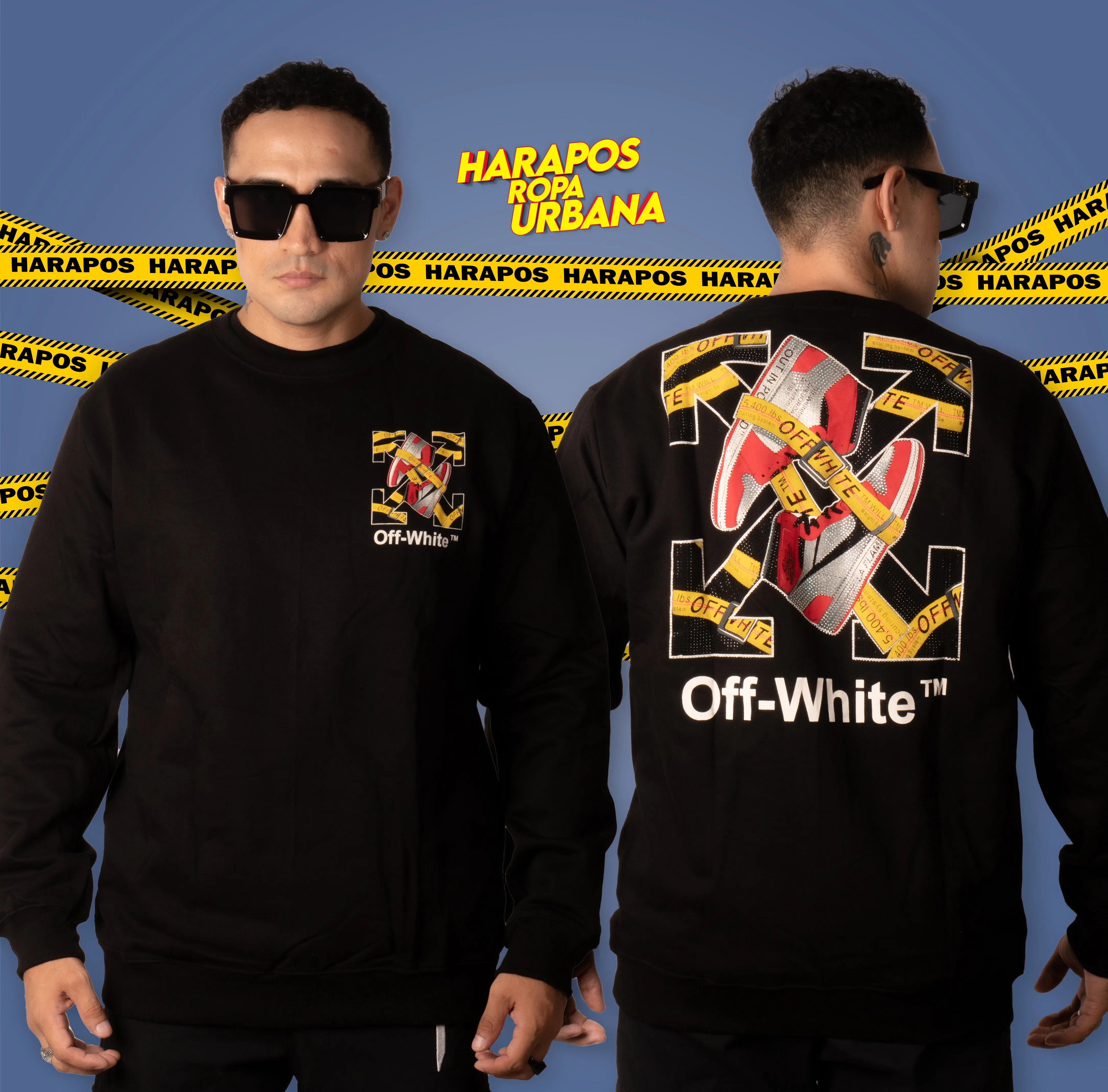 Sudadera Off White ft. Jordan retro 1 negra