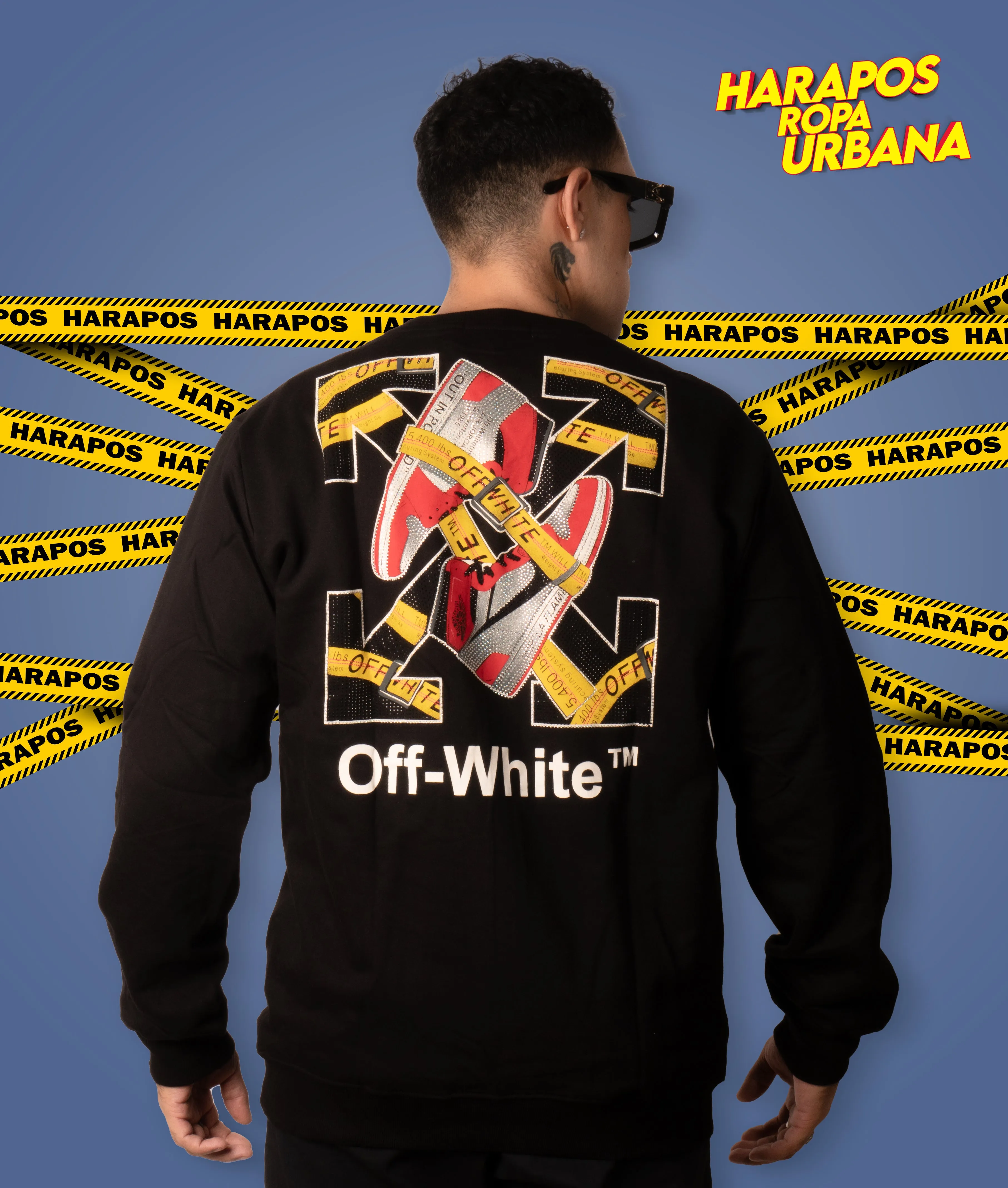 Sudadera Off White ft. Jordan retro 1 negra