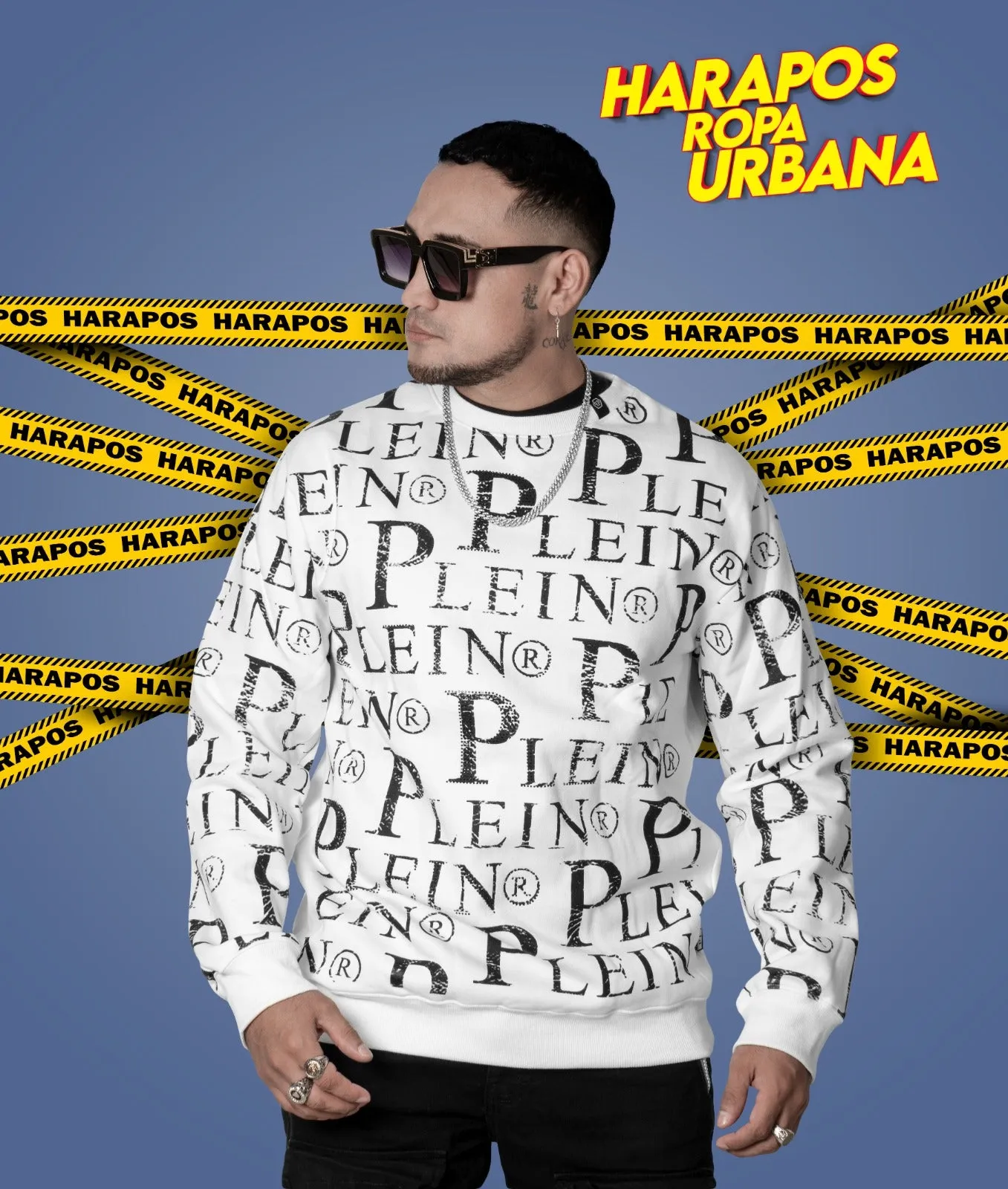 Sudadera philipp plein blanca con letras