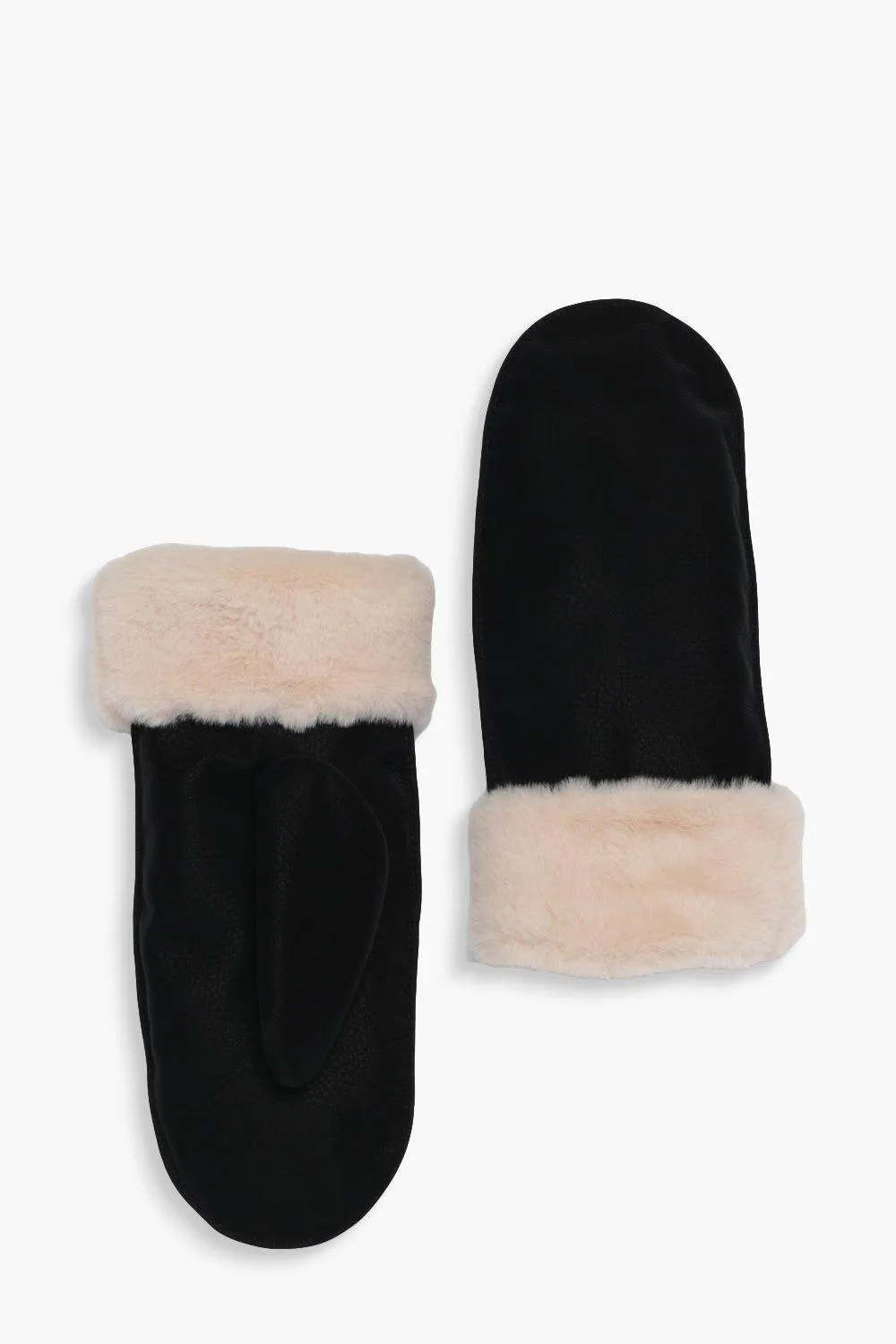 Suedette Faux Fur Lined Mittens