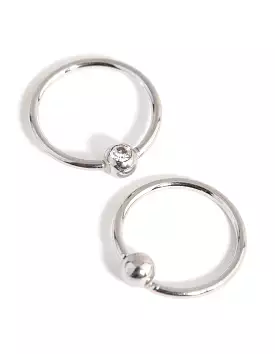 Surgical Steel Diamante Hoop Earring