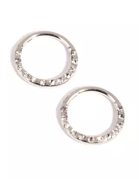 Surgical Steel Pave Hoop Earrings