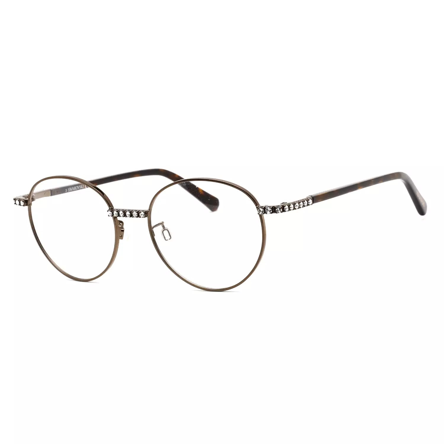 Swarovski SK5424-H Eyeglasses Shiny Dark Brown / Clear Lens