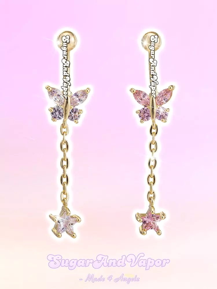 Tassels Star with Butterfly Gold Base Belly Ring