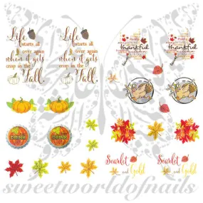 Thanksgiving Nail Art Running Turkey Nail Water Decals