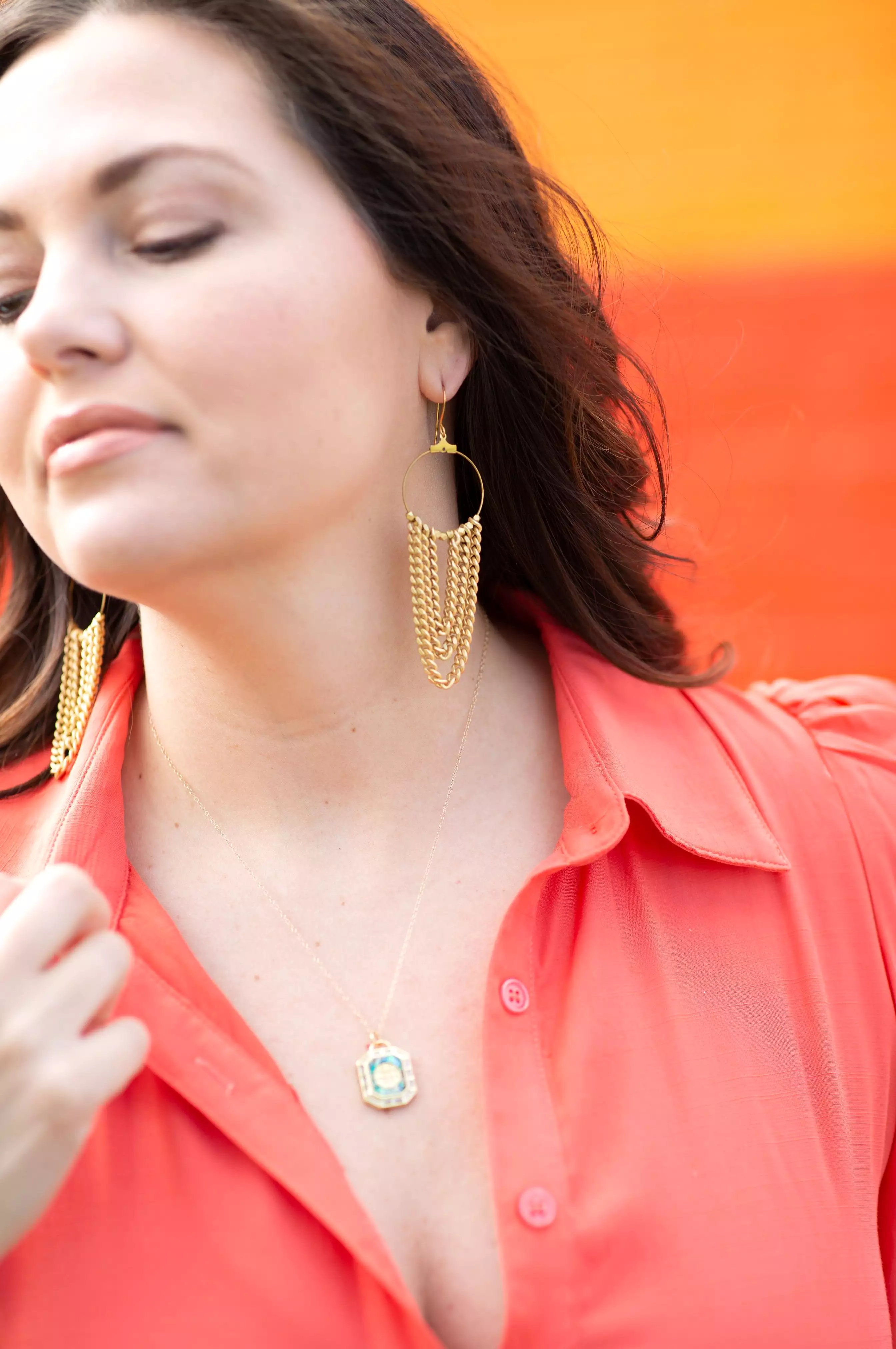 The Becca Chain Layered Hoop Earrings by Annie Claire Designs