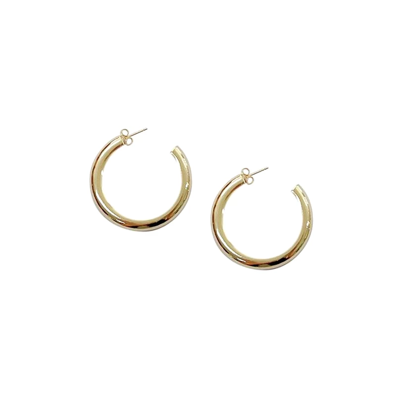 Thick Large Post Hoop Earrings