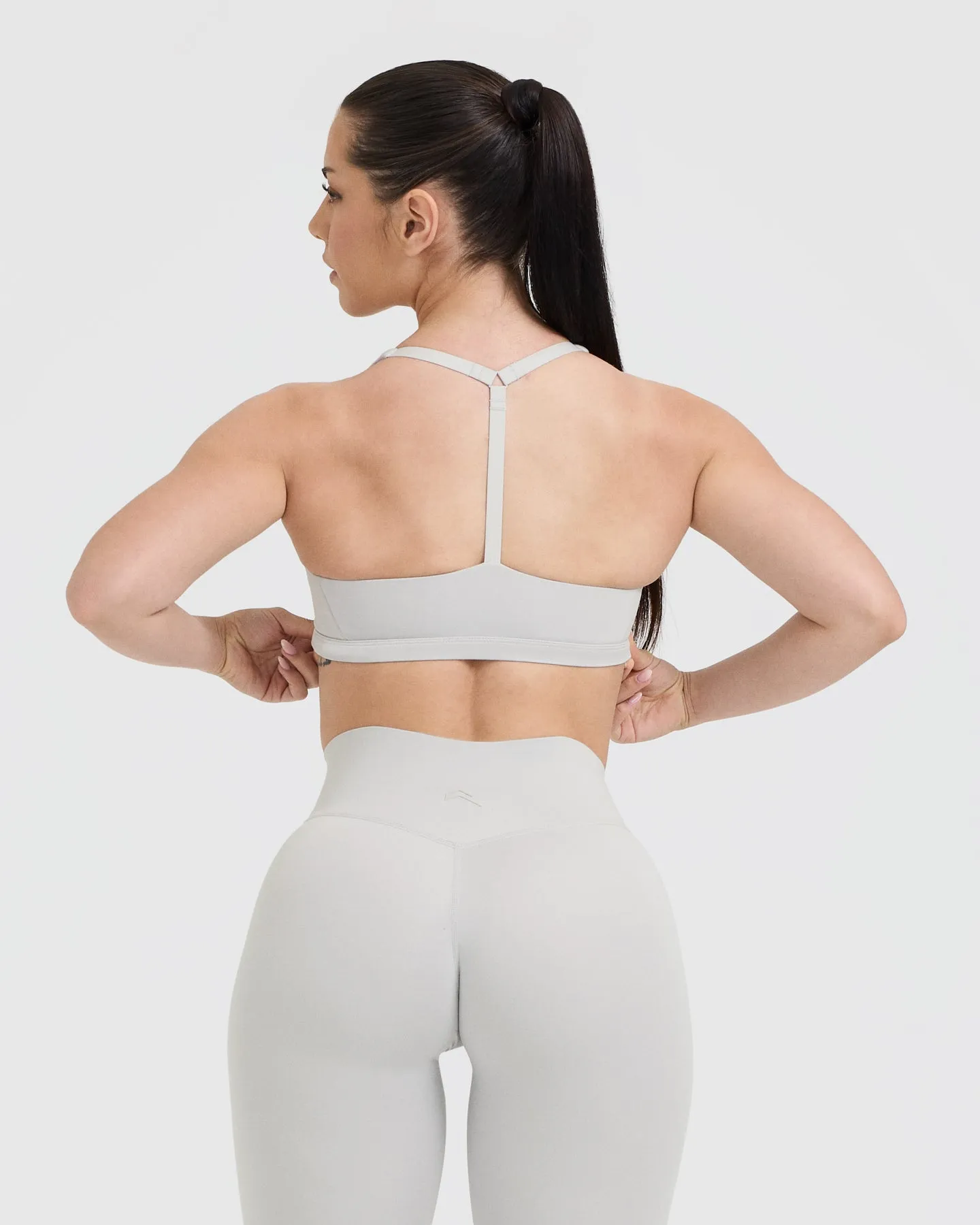 Timeless Square Neck Sports Bra | Light Grey