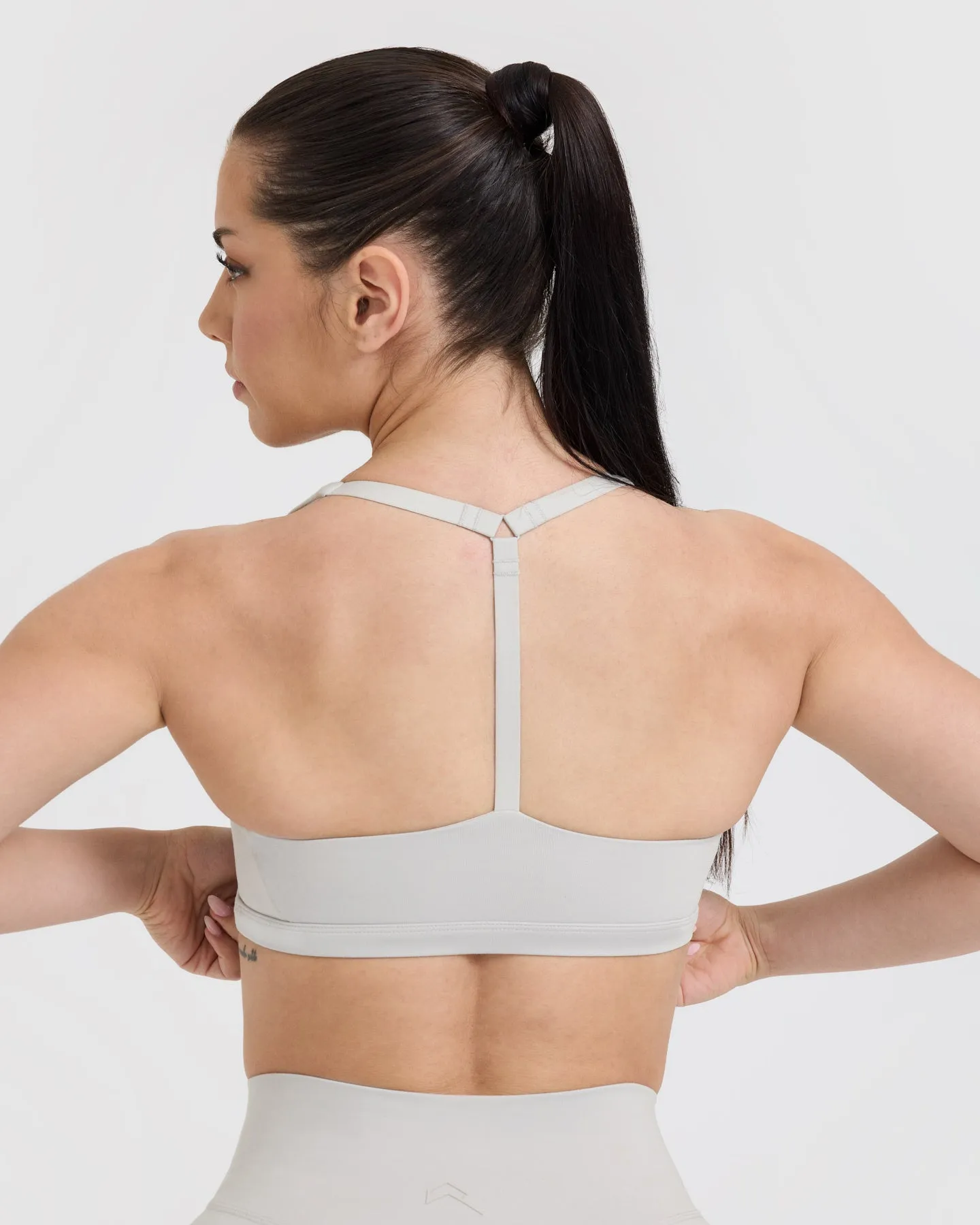 Timeless Square Neck Sports Bra | Light Grey