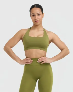 Timeless Square Neck Sports Bra | Olive Green