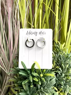 Tress CZ Lined Hoop Earrings