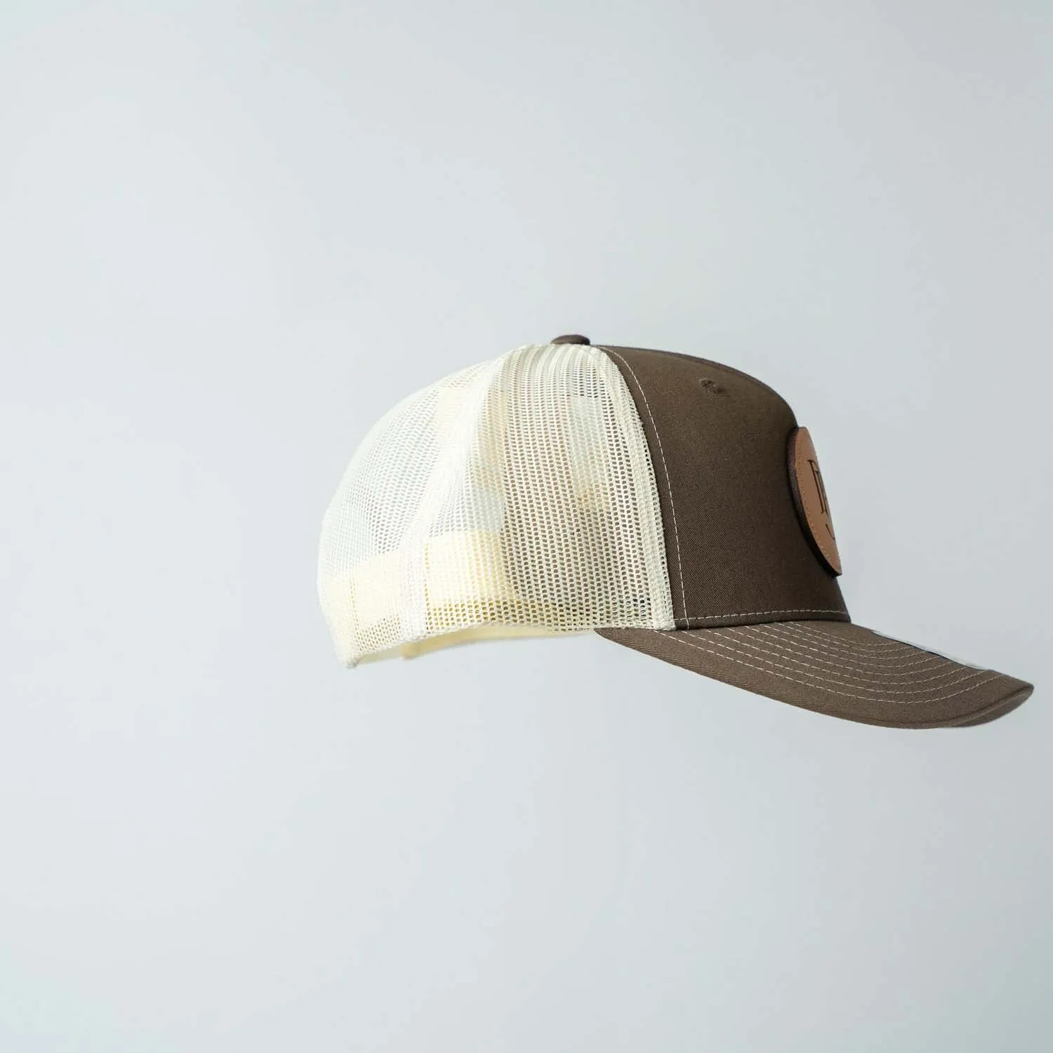 Trucker Hat | Chocolate Chip & Burch | Circular Monogram Logo Patch