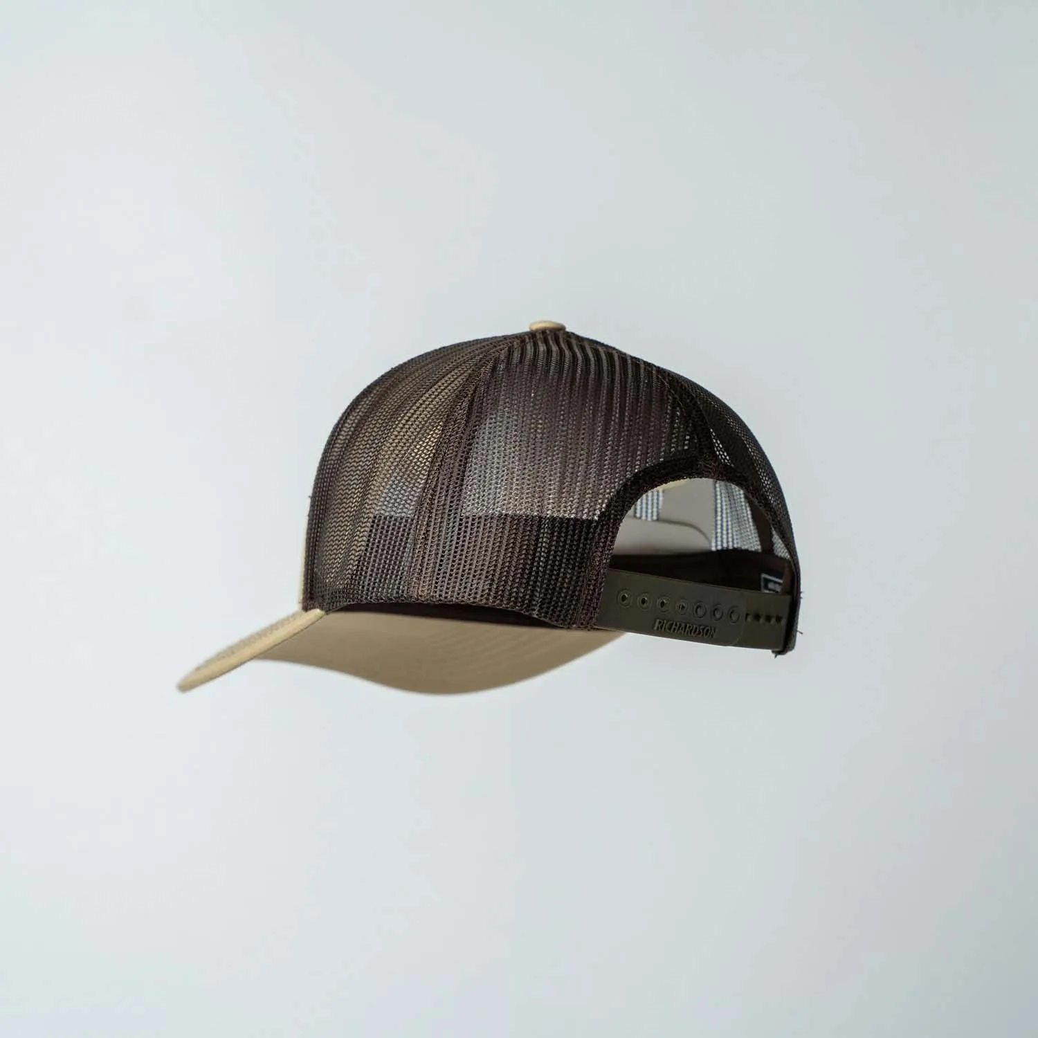 Trucker Hat | Khaki & Coffee | Rectangular Full Logo Patch