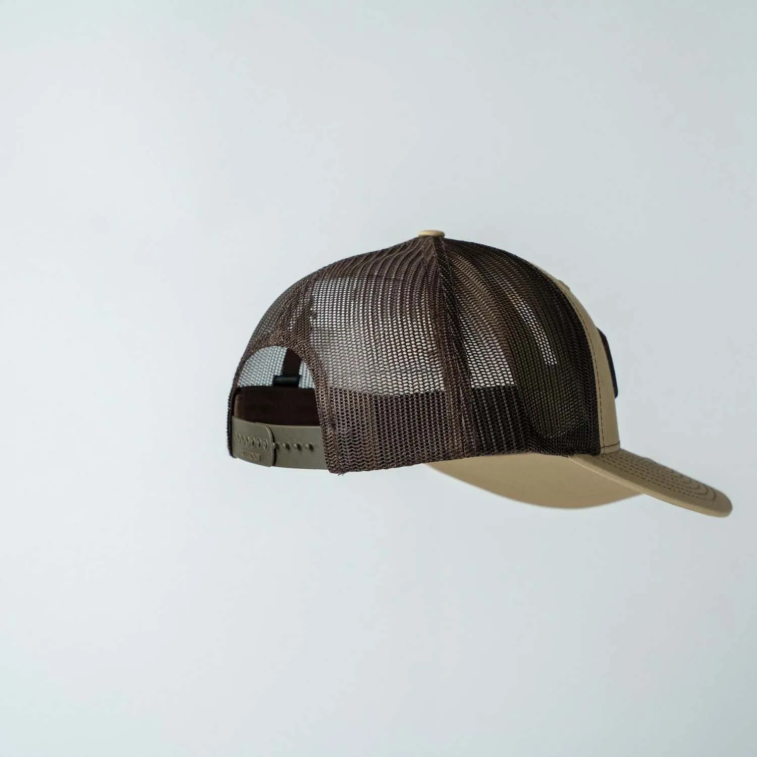 Trucker Hat | Khaki & Coffee | Rectangular Full Logo Patch