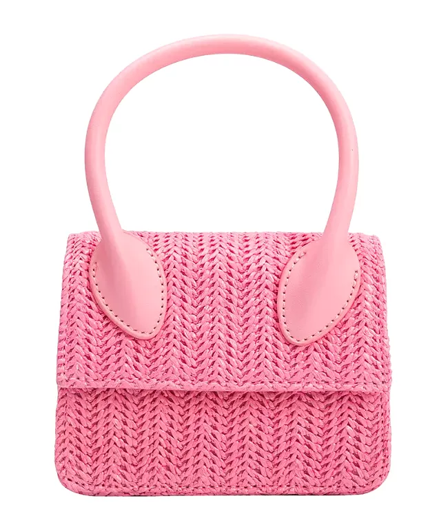 Tyla Straw Crossbody Bag - Pink