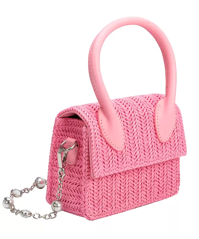 Tyla Straw Crossbody Bag - Pink