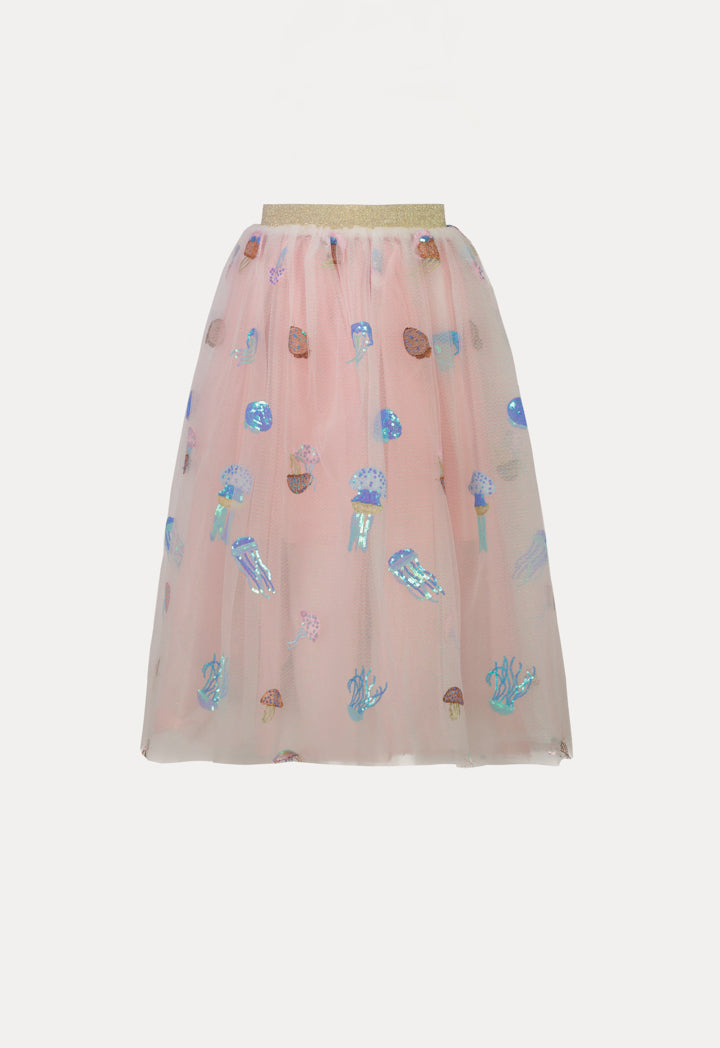 Underwater T-shirt With Swarovski Crystals            Ecru Tulle Jellyfish Embroidery Skirt