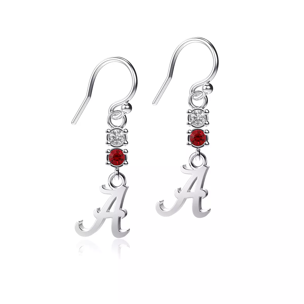 University of Alabama Crystal Dangle Earrings - Silver