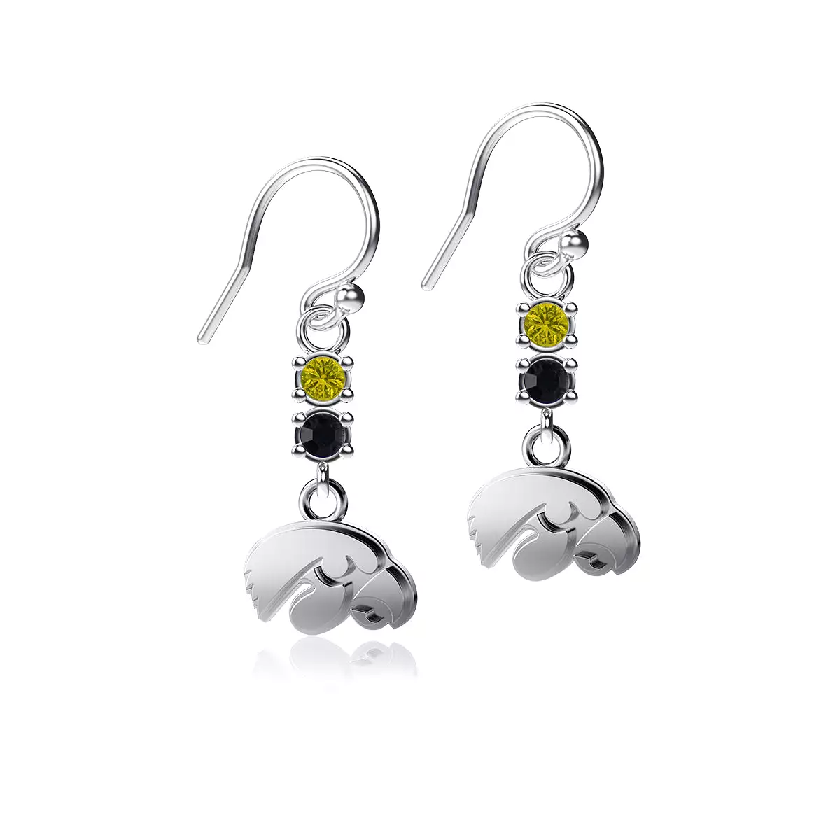 University of Iowa Crystal Dangle Earrings - Silver