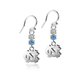 University of North Carolina Crystal Dangle Earrings - Silver