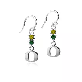 University of Oregon Crystal Dangle Earrings - Silver