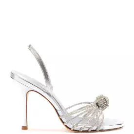 Valerie Crystal Slingback Sandal In Silver Metallic Leather