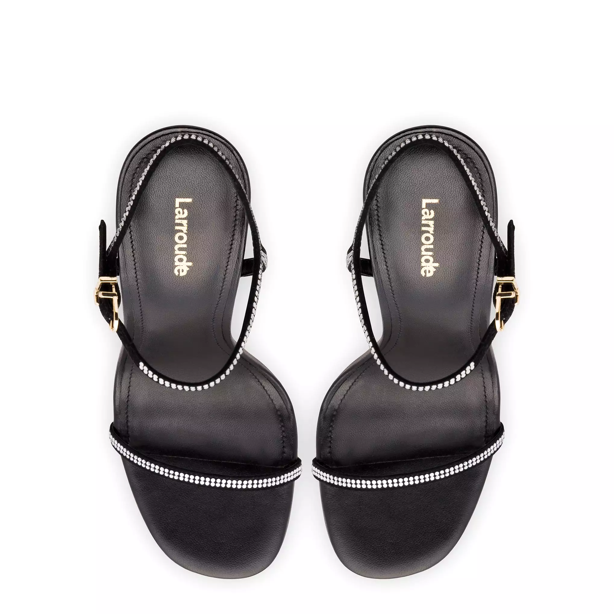 Venus Crystal Sandal In Black Leather