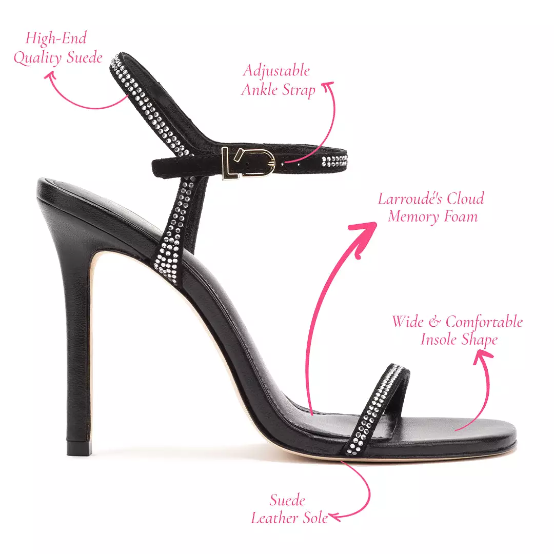 Venus Crystal Sandal In Black Leather