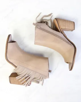 Very Volatile - Poca Fringe Peep Toe Boots in Taupe