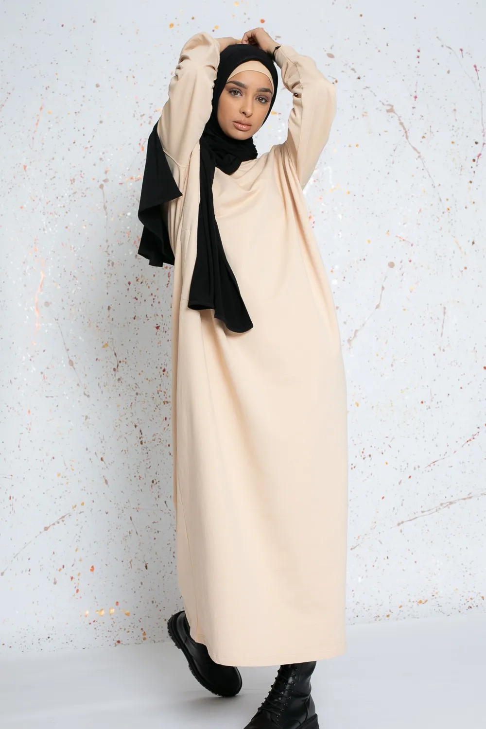 Vestido sudadera oversize beige